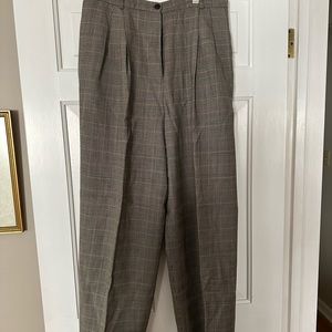 Talbots fully lined wool pants with plates glen plaid wool fabric size 14